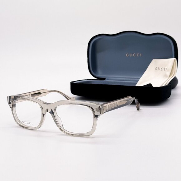 NEW GUCCI GG1731O 004 TRANSPARENT PALE KHAKI GREEN UNISEX EYEGLASSES GUCCI - Picture 2 of 12